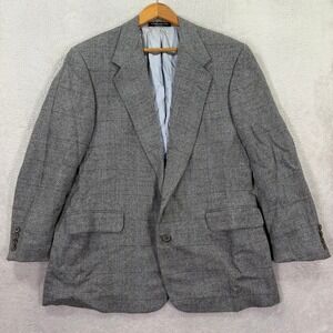 H. Freeman & Son Mens 42S Blazer Grey Herringbone Windowpane Sport Coat USA